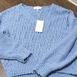 Urban Outfitters Textured Blue V-Neck Sweater